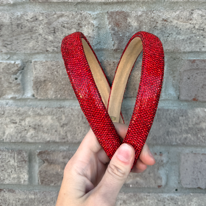 Thin Fully Crystalized Headband, Red