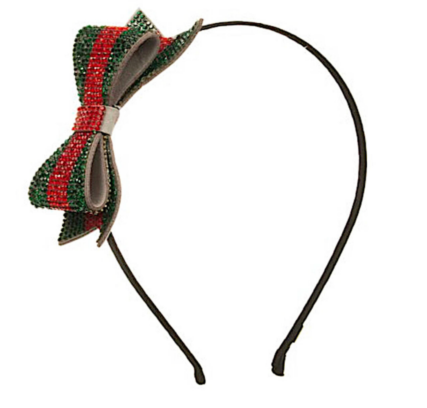 Red/Green Crystal Bow Thin Headband