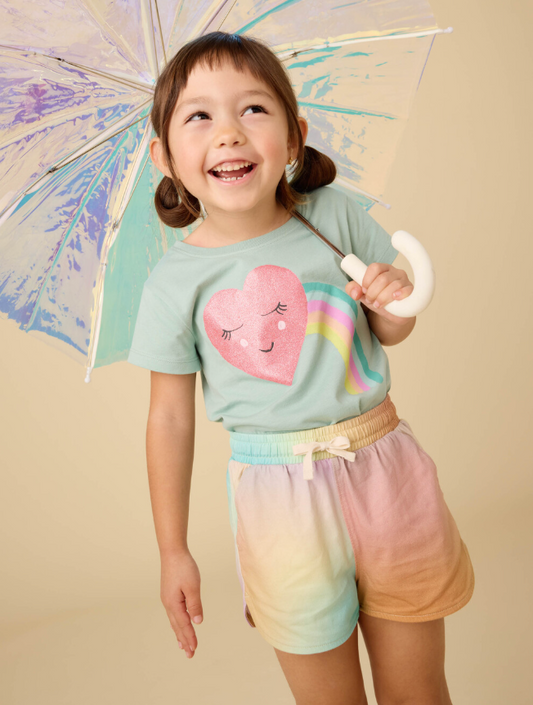 Tie-Waist Shorts, Rainbow Gradient