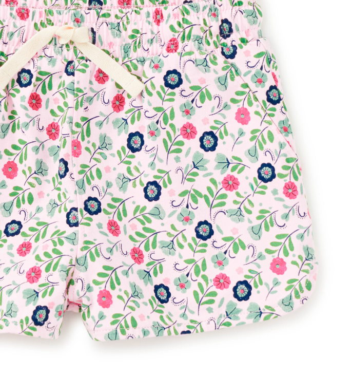 Tie-Waist Shorts, Azulejos Florales