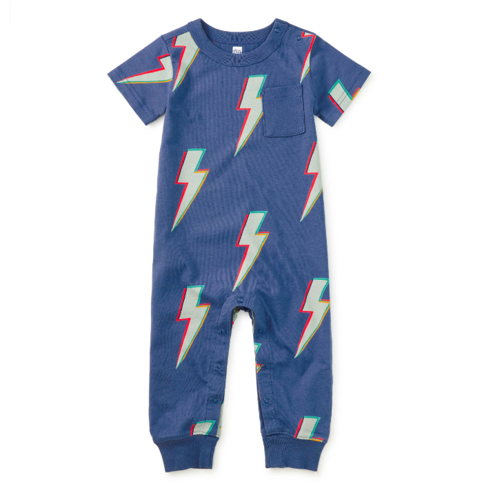 Pocket Baby Romper, Lightning Bolts