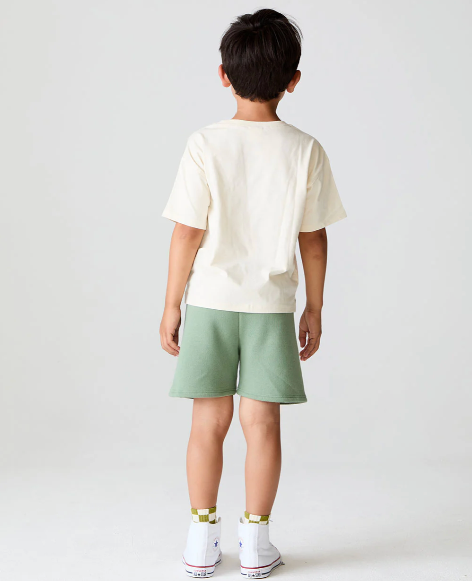 Cotton Terry Shorts, Green Wave Stripe - Magpies Paducah