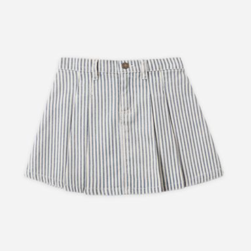 Pleated Denim Skirt, Railroad Stripe - Magpies Paducah