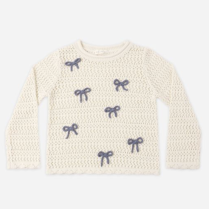 Crochet Knit Pullover, Bows