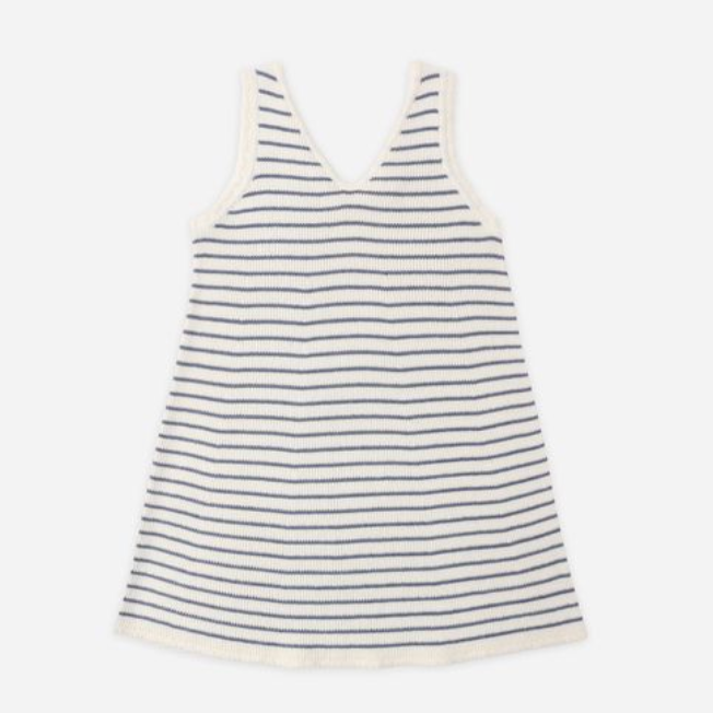 Crochet Tank Mini Dress, Marine Stripe