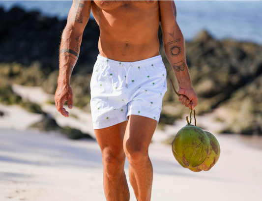 Men's Swim Trunk, Palm Stripe