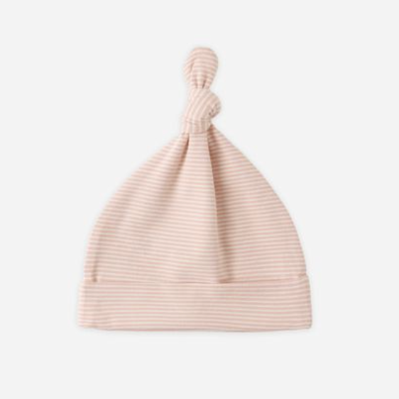 Knotted Baby Hat, Melon Micro Stripe - Magpies Paducah