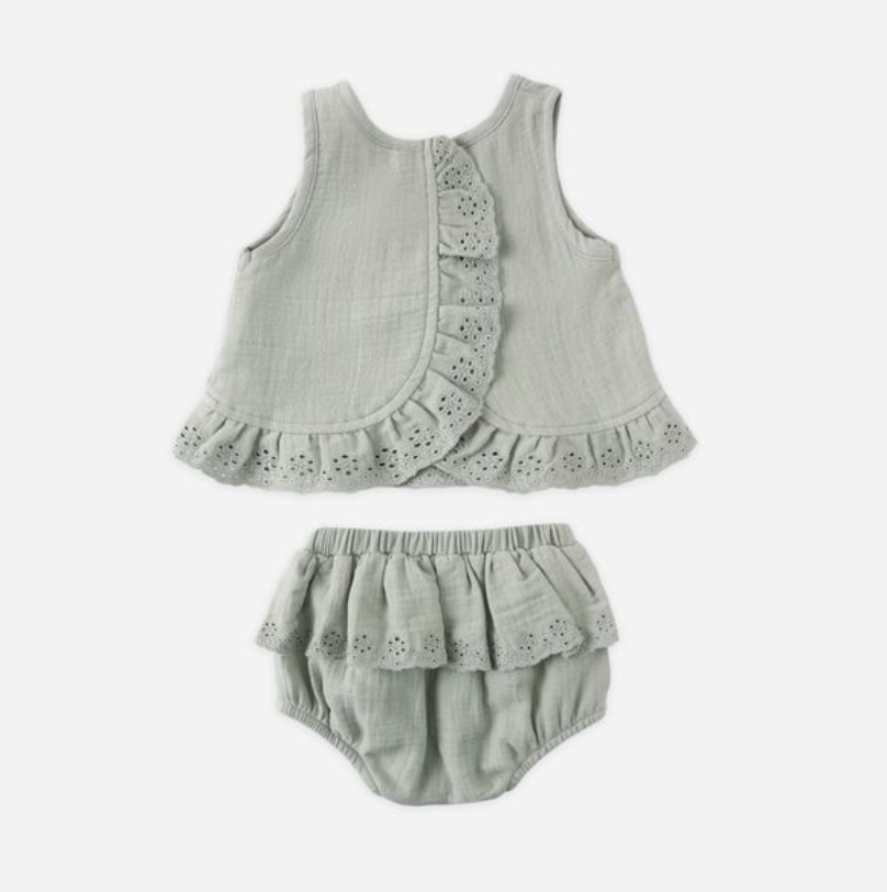 Ruffle Top + Bloomer Set, Sage - Magpies Paducah