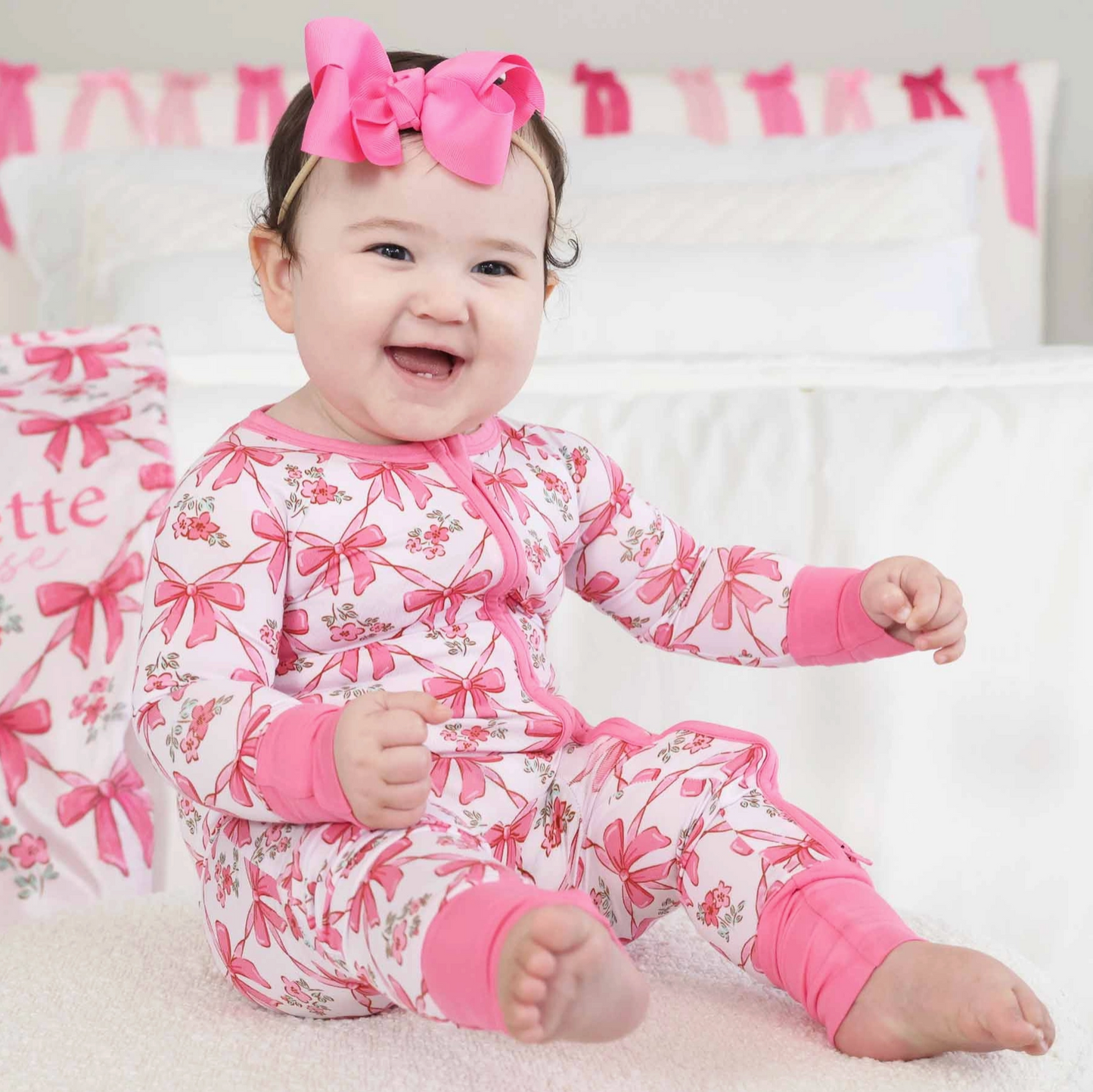 Convertible Zip Romper, Bow Besties - Magpies Paducah