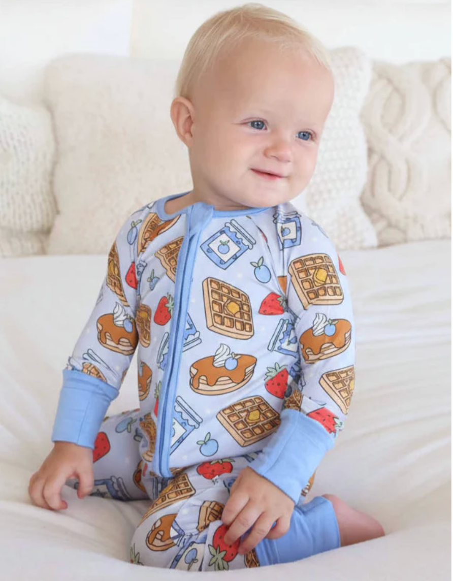 Convertible Zip Romper, Blue Sweet Stacks - Magpies Paducah