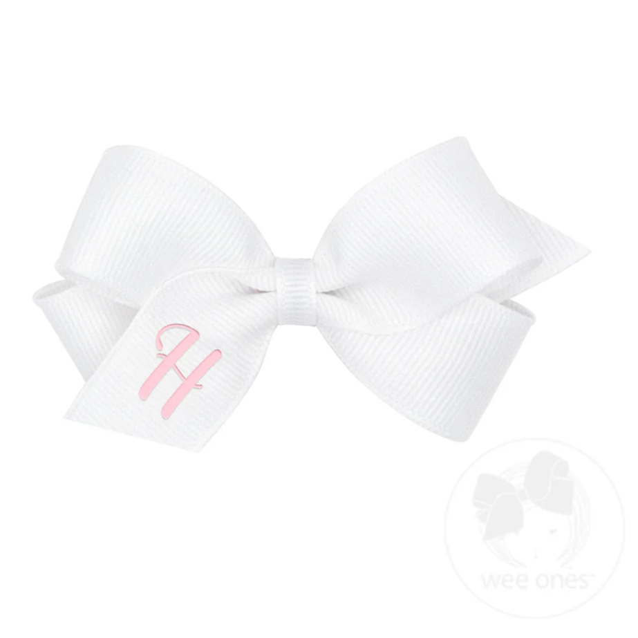 Mini Monogrammed Bow, White - Magpies Paducah