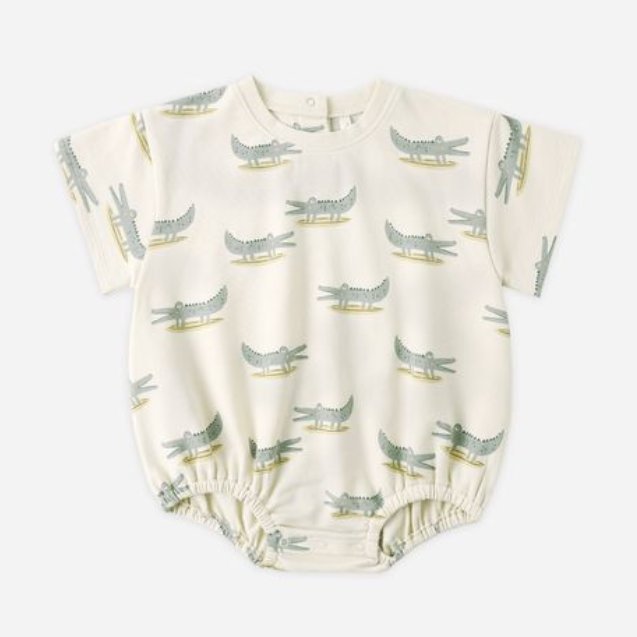 Relaxed Bubble Romper, Alligators - Magpies Paducah