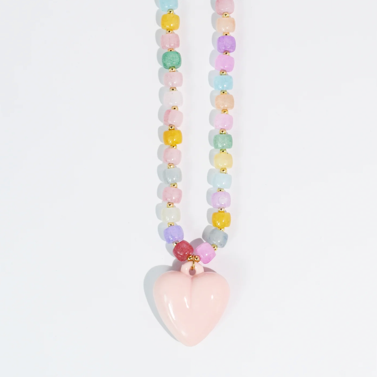 Happy Colorful Heart Necklace, Cream - Magpies Paducah
