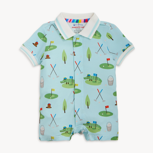 Modal Short Polo Romper, Gopher It - Magpies Paducah