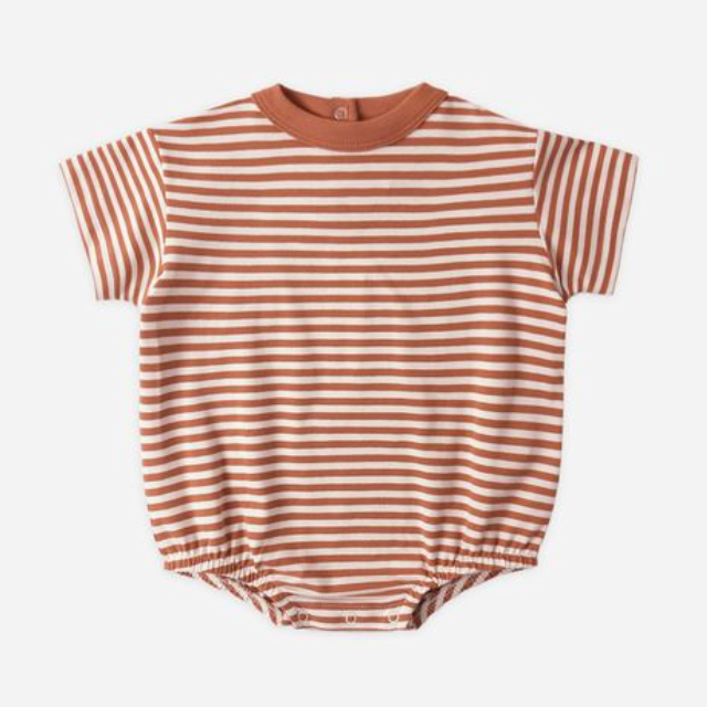 Relaxed Bubble Romper, Poppy Stripe - Magpies Paducah
