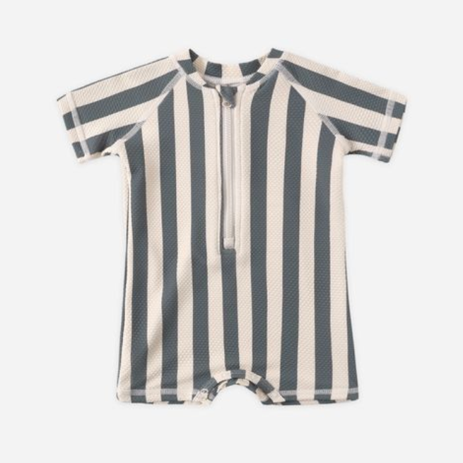 Zip Rashguard OnePiece, Retro Ocean Stripe - Magpies Paducah