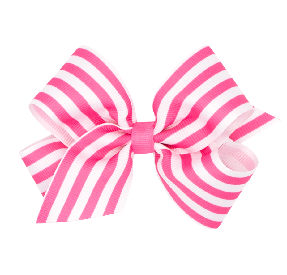 King Stripe Print Bow, Hot Pink - Magpies Paducah