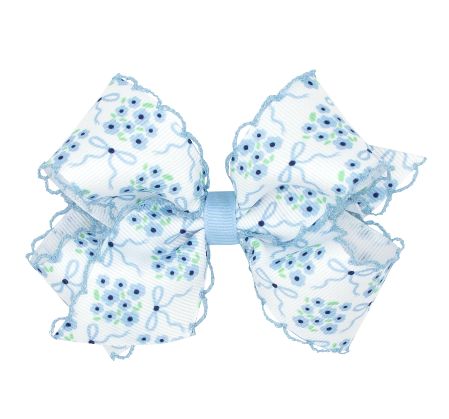 Medium Floral Print Moonstitch Bow, Millennium Blue - Magpies Paducah