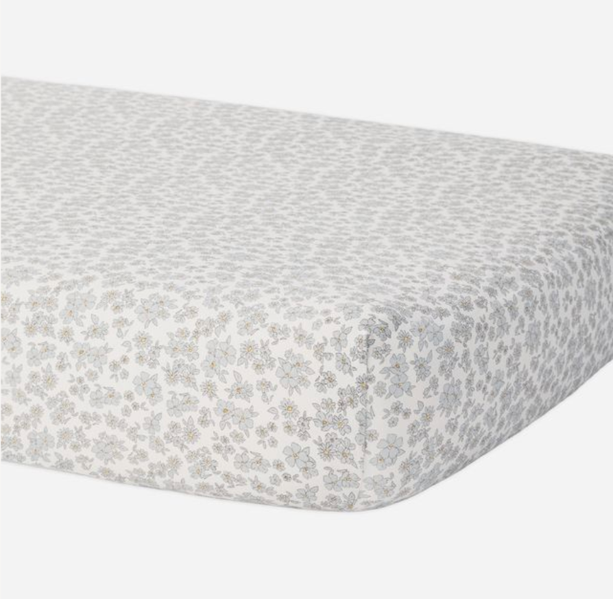 Crib Sheet, Blue Floral - Magpies Paducah