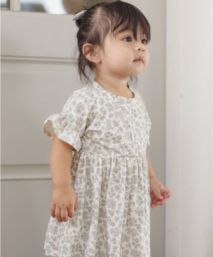 Bamboo Babydoll Dress, Blue Floral - Magpies Paducah