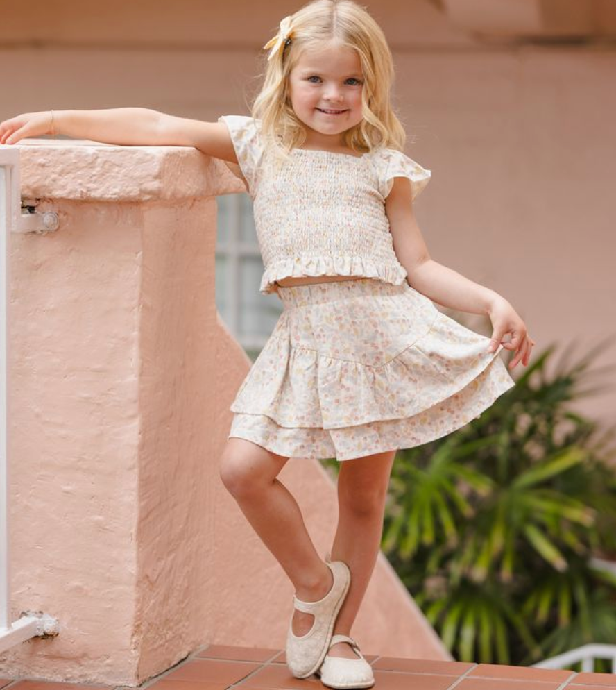 Tiered Mini Skirt, Summer Garden - Magpies Paducah