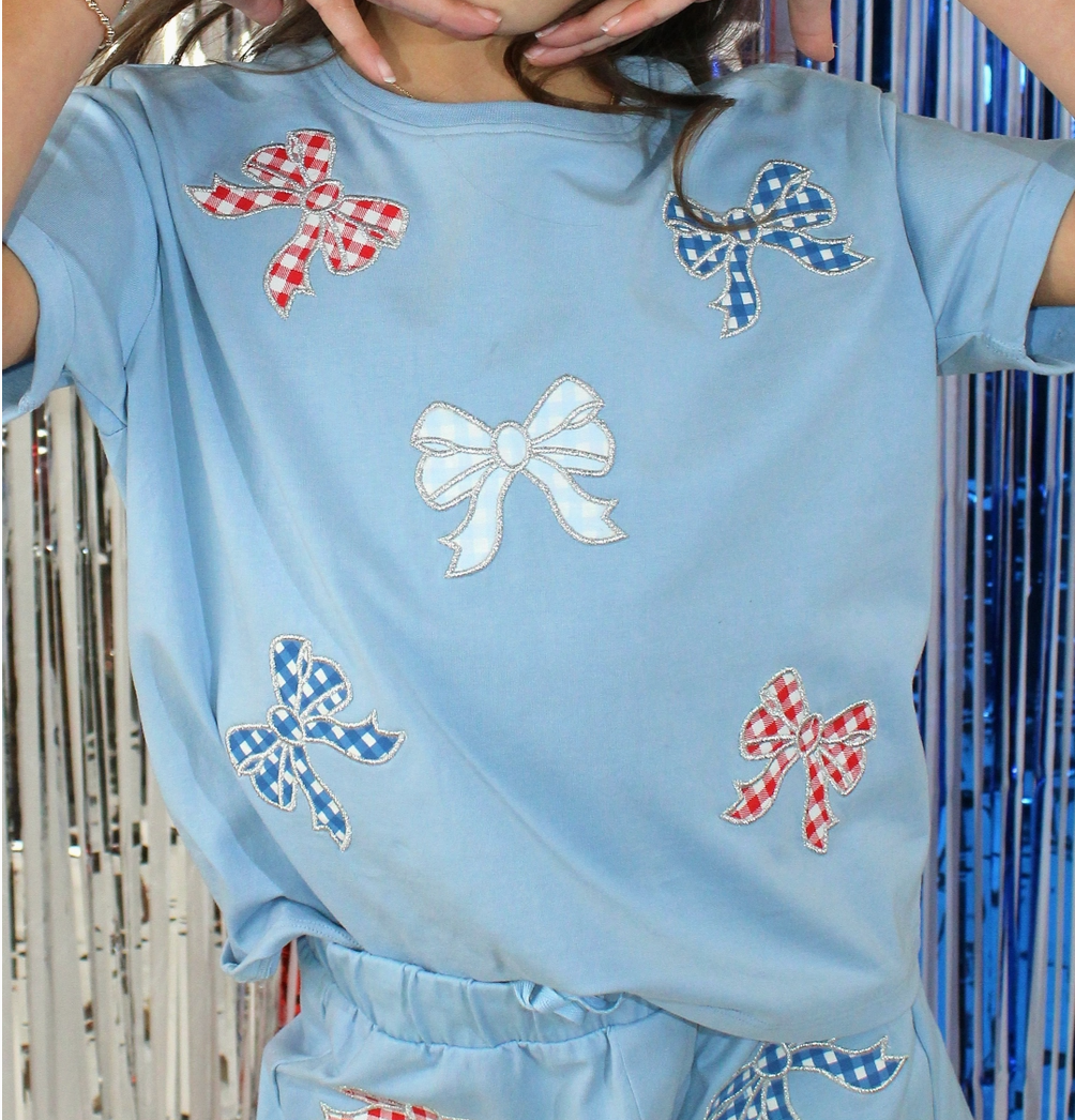 Gingham Bow Patch Shorts - Magpies Paducah