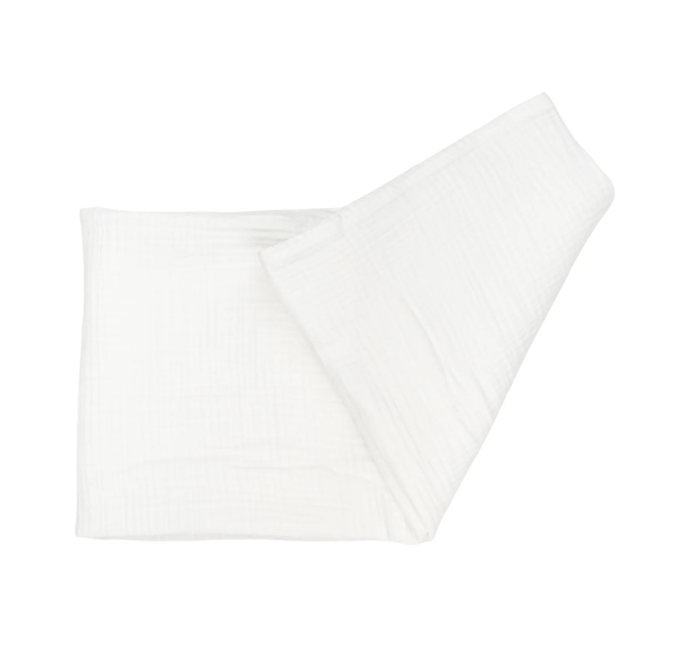 Muslin Swaddle, White/White Trim - Magpies Paducah