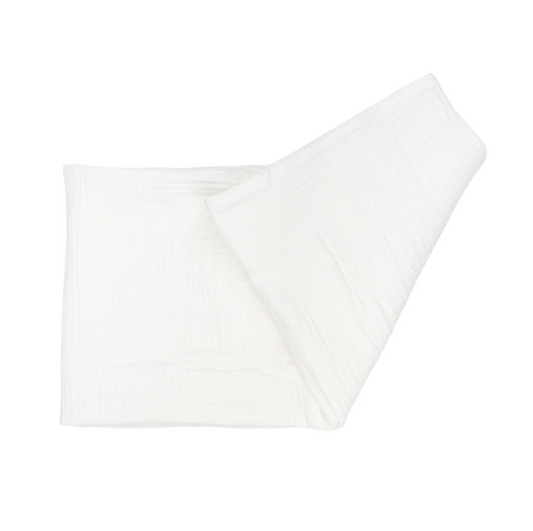 Muslin Swaddle, White/White Trim - Magpies Paducah