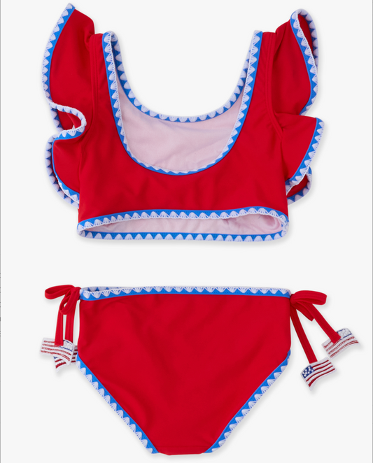 Crochet Trim Tankini, Vintage Red - Magpies Paducah