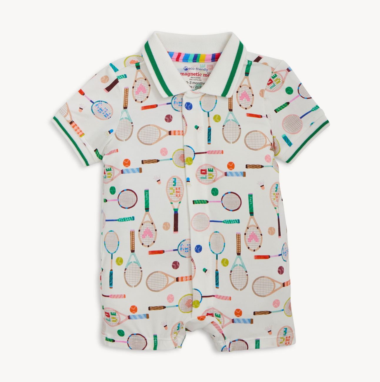 Modal Short Polo Romper, Love All - Magpies Paducah