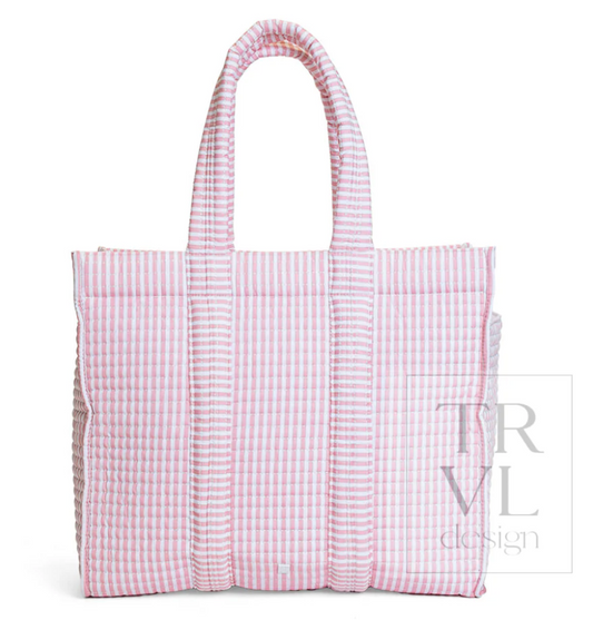 Quilted Go Go Tote, Dusty Rose Pimlico Stripe