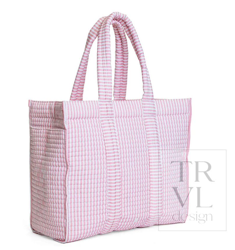 Quilted Go Go Tote, Dusty Rose Pimlico Stripe