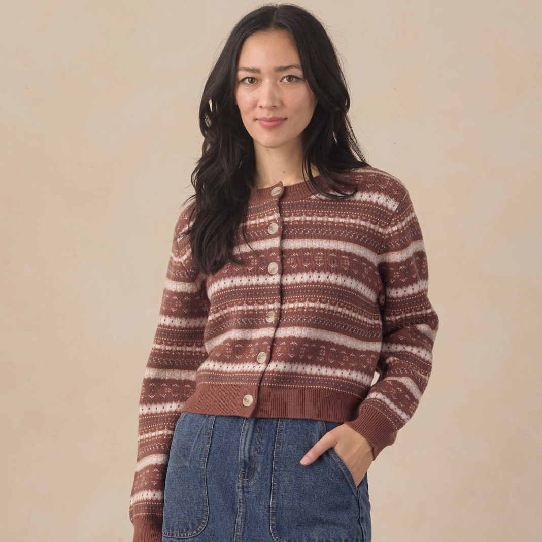Women's Cheyenne Cardigan, Mulberry Multi Stripe