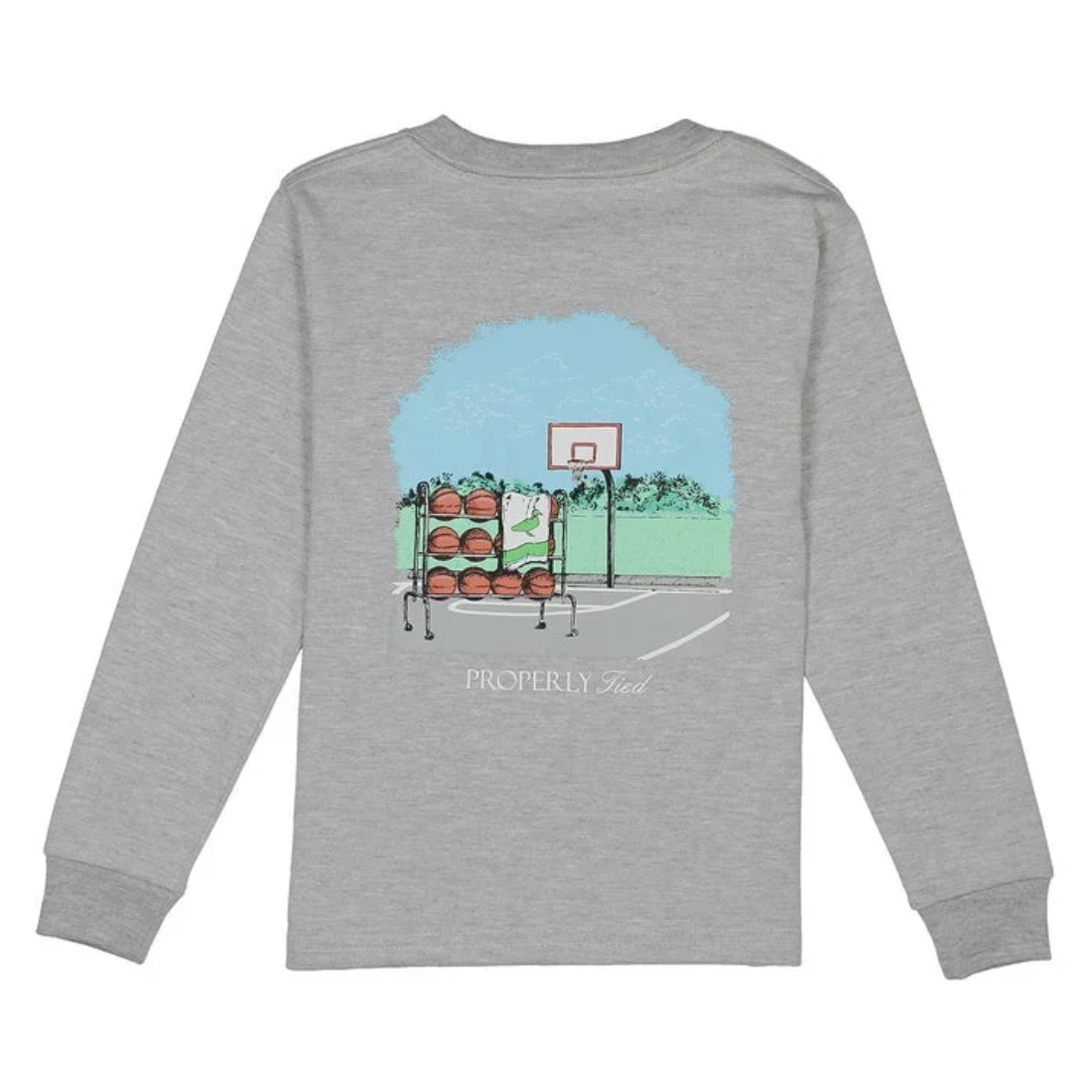 Long Sleeve Tee, Light Heather Grey Basketball