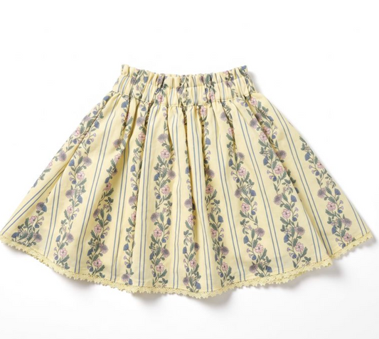 Margo Skirt, Yellow Floral Stripe