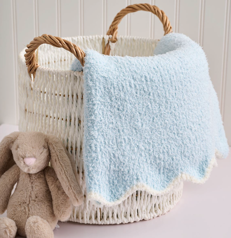 Chenille Blanket, Blue Scallop