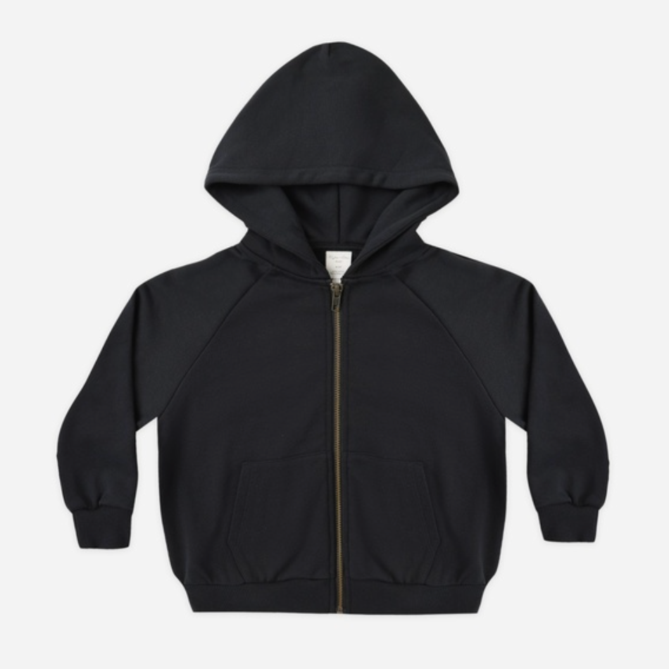 Zip Raglan Hoodie, Black
