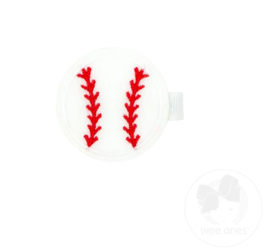 Embroidered Hair Clips, Baseball