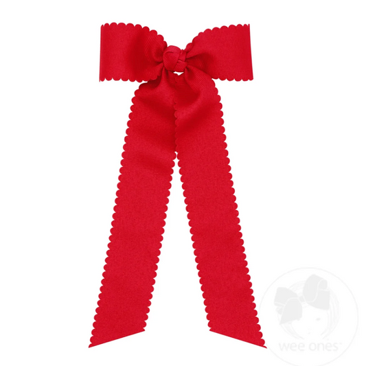Medium Scallop Streamer Bow, Red