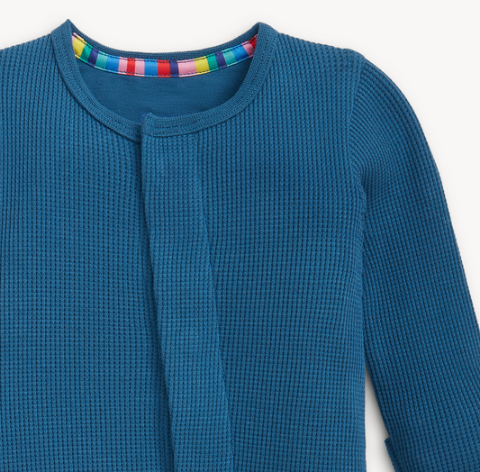 Waffle Modal Footie, Dark Blue