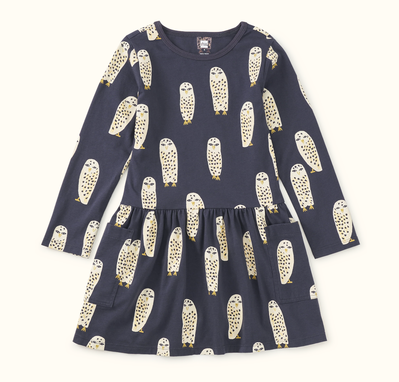 Long Sleeve Pocket Dress, Owls