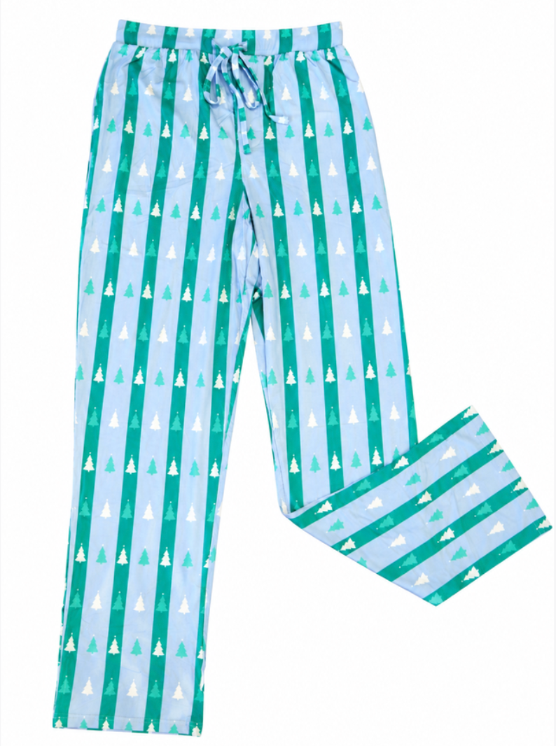 Men's Lounge Pant, Blue + Green Tree Stripe - Magpies Paducah