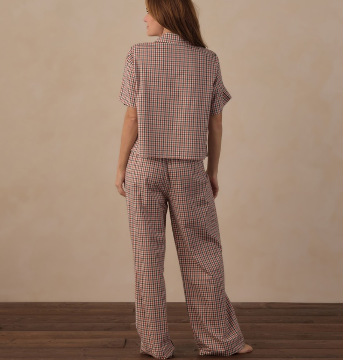 Women's Woven Pajama Set, Holiday Gingham