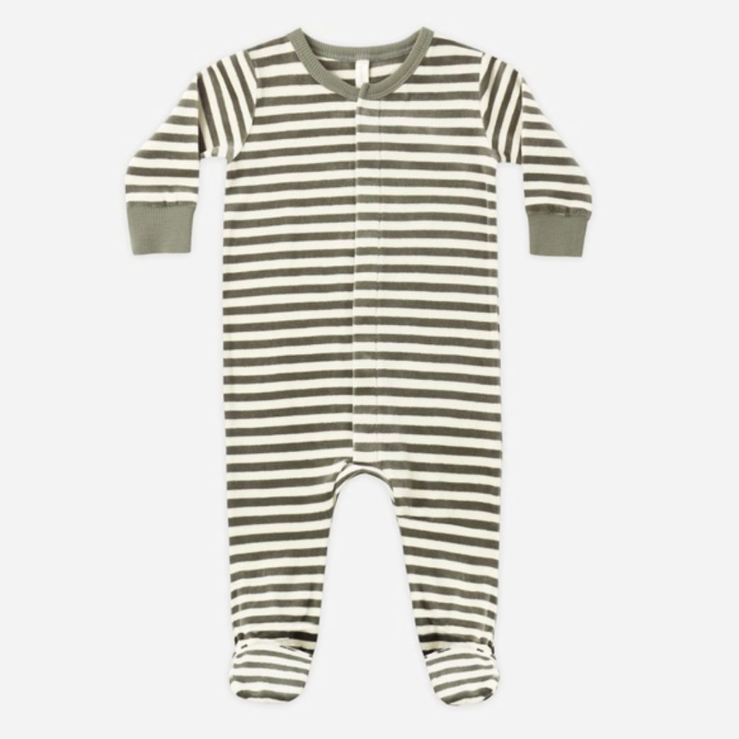 Hidden Snap Footie, Spruce Stripe - Magpies Paducah