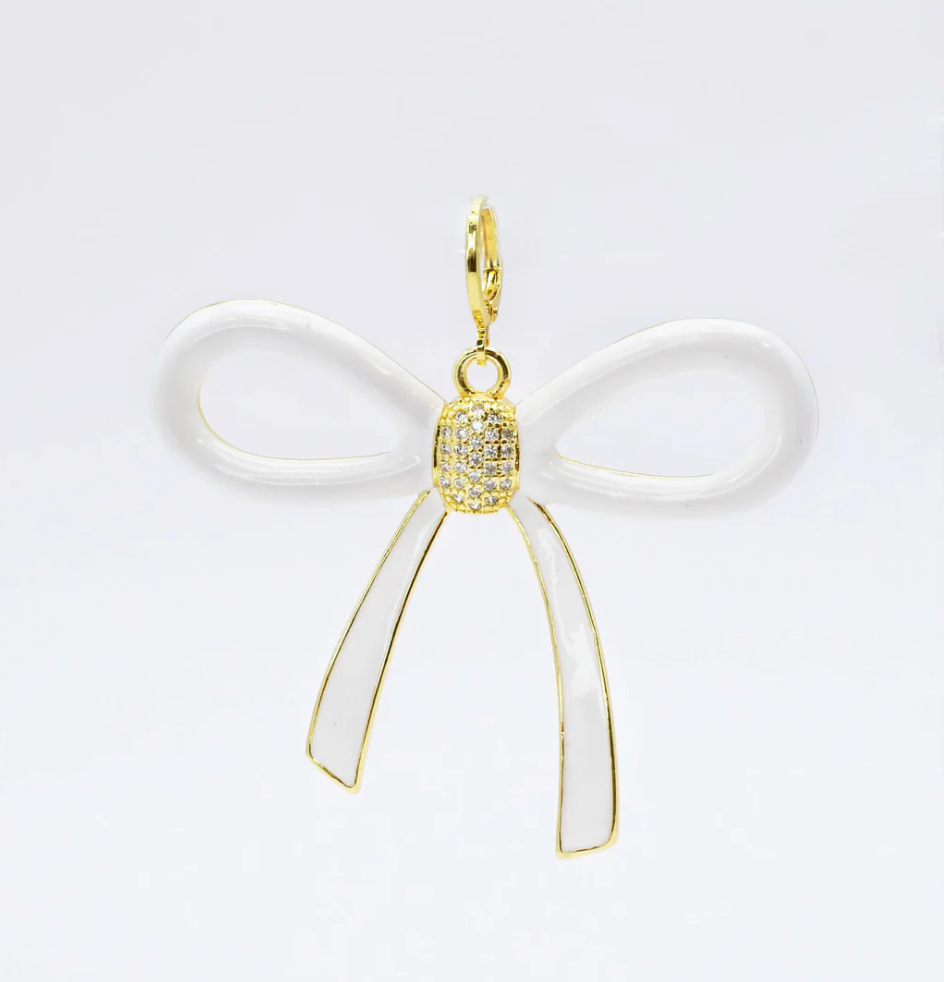 Oversize White Bow Charm - Magpies Paducah
