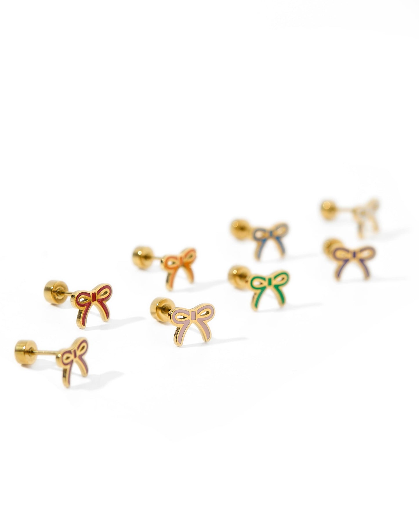 Screwback Stud Earrings - Sadie Bow Light Pink