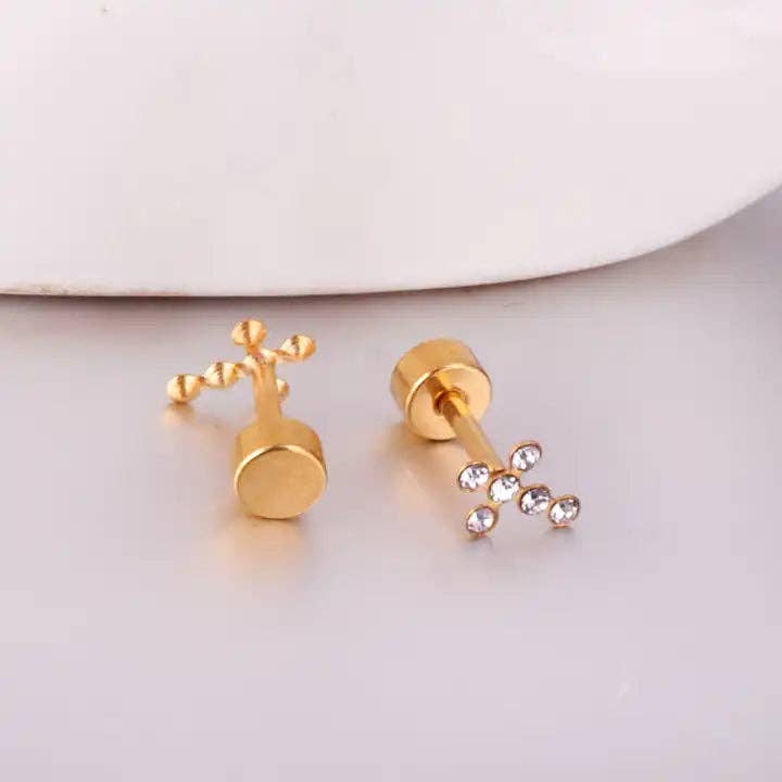Screwback Stud Earrings - Clara Cross - Magpies Paducah