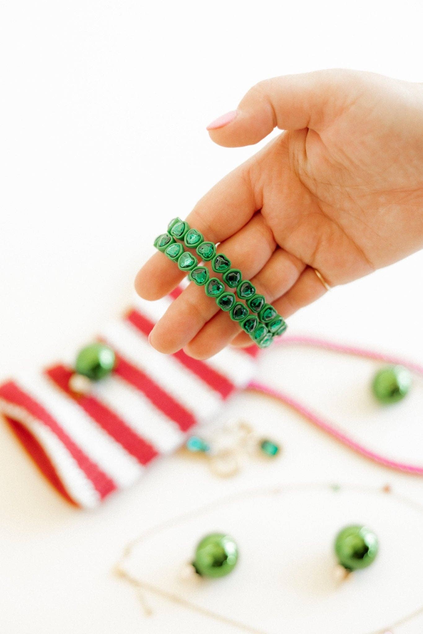 Candy Gem Bracelet, Green Heart