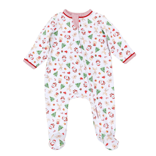 Christmas Magic Print Zip Footie - Magpies Paducah