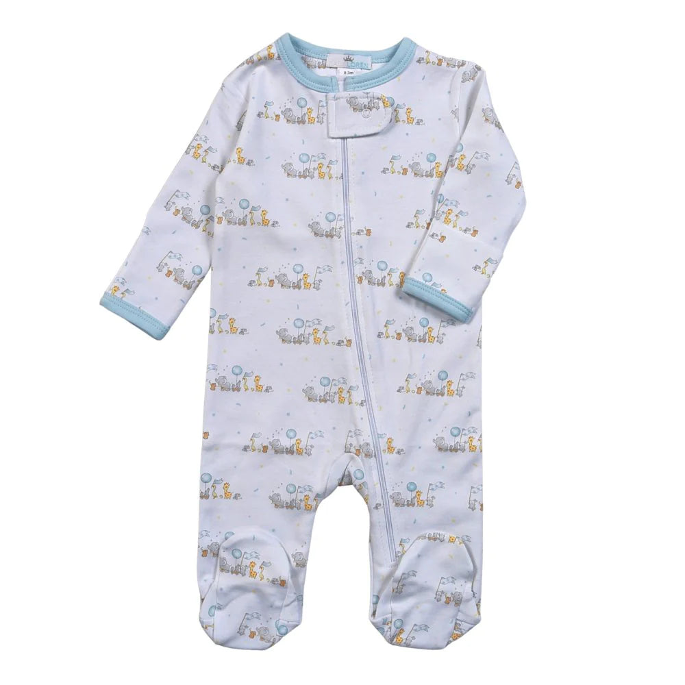 Blue Baby Parade Zippered Footie - Magpies Paducah